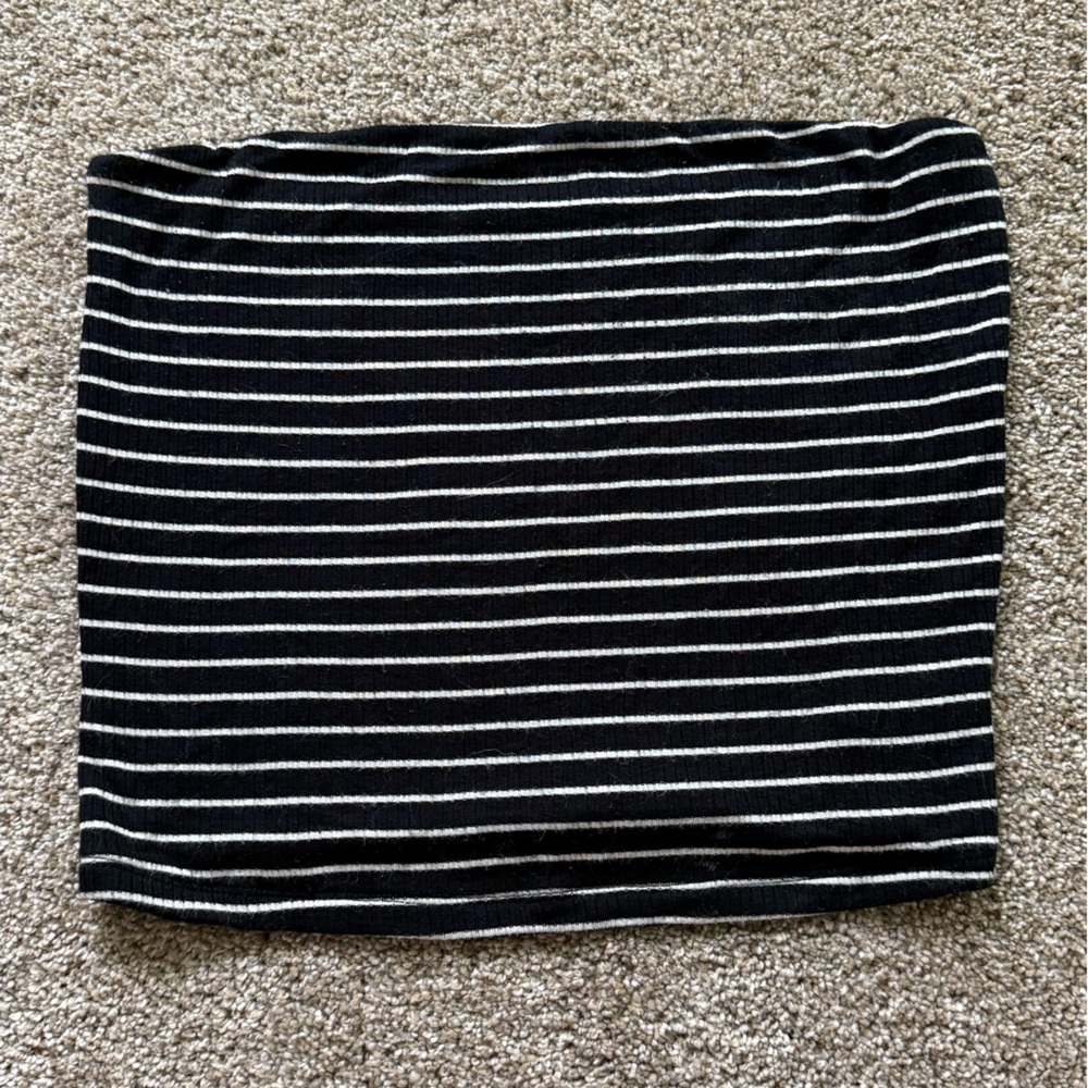 American Eagle Outfitters Ribbed Black and White Striped Tube Top